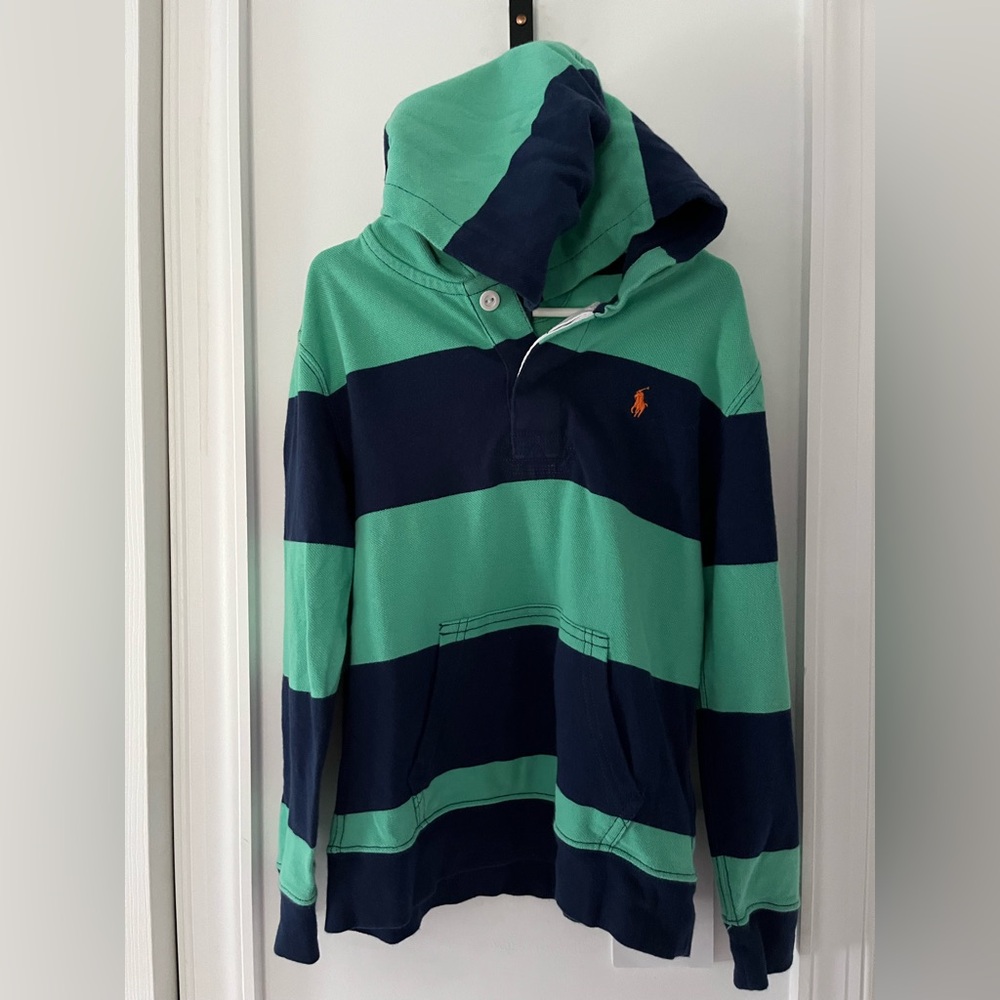 Boys Size 7 Ralph Lauren Long Sleeve Polo Shirt in Green and Navy